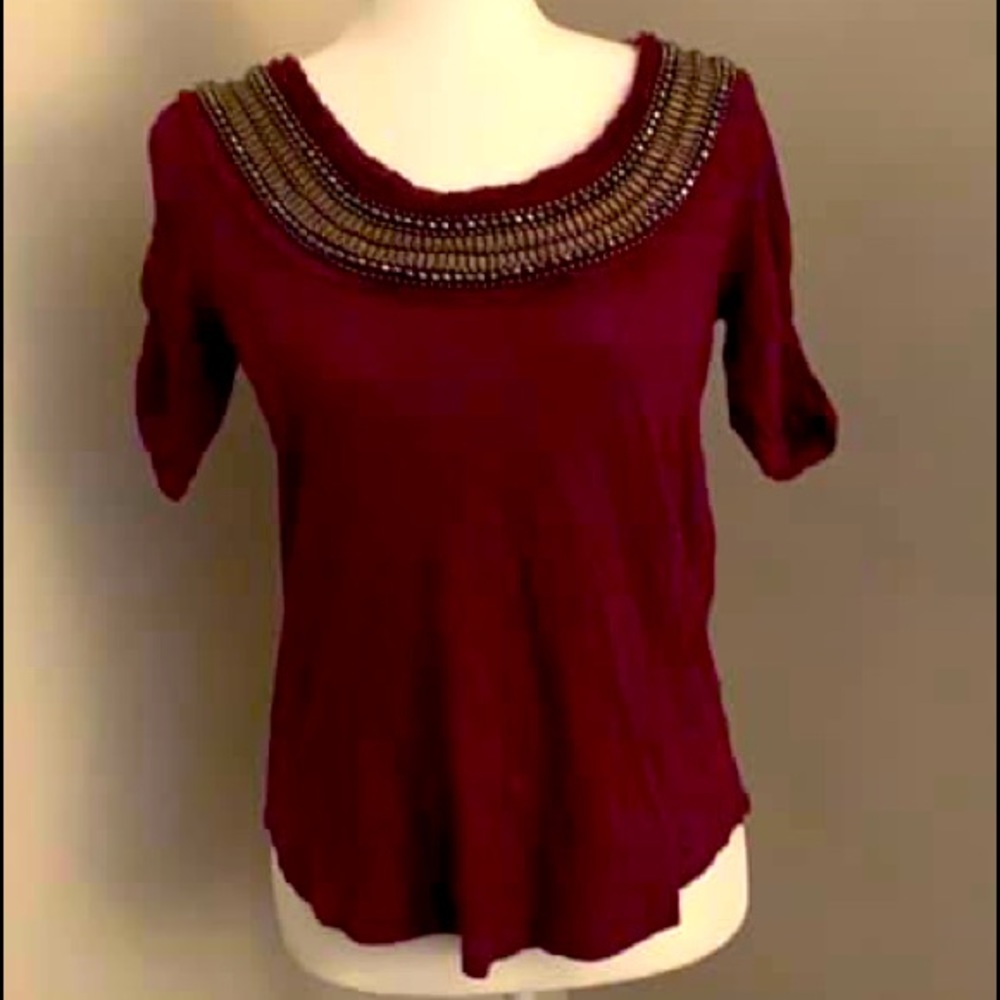 Anthropologie Deletta Jeweled T-shirt size small
